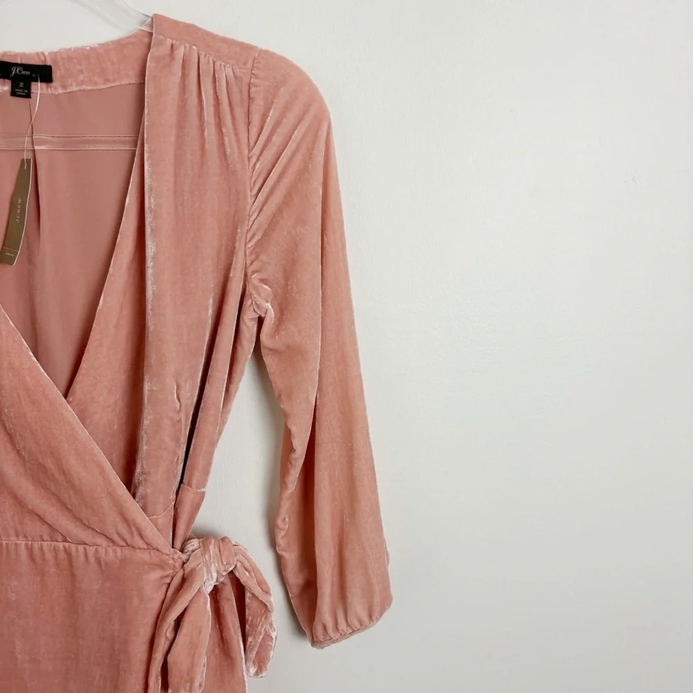 J.Crew Pink Velvet Wrap Dress Size 2